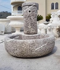 FONTANA A COLONNINA CON VASCA PER ESTERNO DA GIARDINO IN CEMENTO MARMO