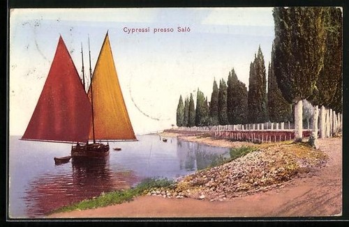 Cartolina saló barca vela - cartolina,