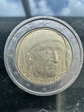 moneta rara 2 boccaccio 2015 con difetto visibile