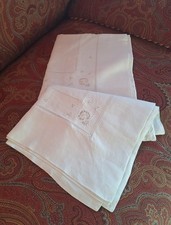 Antiche Federe Cuscini Lino Ricamo  Mano  Misura Totale Cm101x70 Cuscino Cm82x51