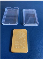 RARO VINTAGE NUOVO OTTONE lingotto oro .999 1 OZ placcato oro: collezione Mint Canada