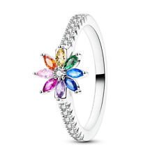 MULA Anello Dito Colorato AAA CZ Spumante Fiore Arcobaleno per Donna Gioielli