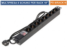 MULTIPRESA SCHUKO CON INTERRUTTORE 8 POSIZIONI PER MONTAGGIO ARMADI RACK 19"