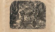 Stampa antica BRIANZA CONTADINI con DARA carro con ruote 1872 Old Antique print