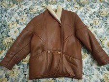 Giubbotto vintage in montone Shearling Vera pelle Marrone Tg 44