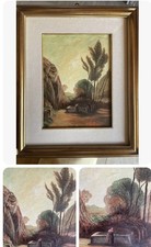 antico quadro olio su tavola la lavandaia firmato F Persico