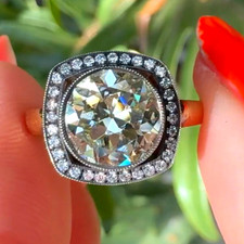 Anello di fidanzamento 2,05 ctw tondo OEC moissanite stile vintage in oro bicolore 14 carati