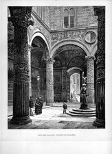 Stampa antica FIRENZE cortile