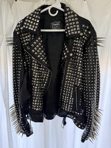 Giacca pelle nera con - pelle,