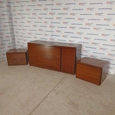 Cassettiera Vintage con Coppia Comodini Legno Impiallacciato Italia