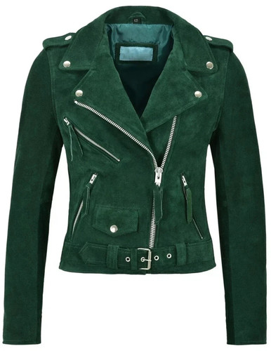 Giacca pelle donna verde - pelle, moto