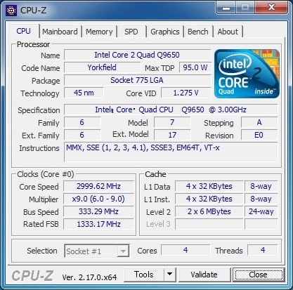 Intel core quad - core, q9650
