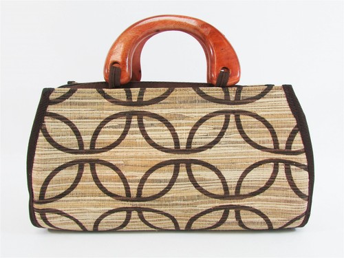 Bamboo paglia borsa cerniera - bamboo,