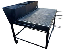 BARBECUE LEGNA E CARBONE PARTY DUE GRIGLIE IN TONDINO ACCIAIO LARGHEZZA 120 CM.