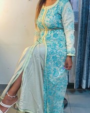 caftan 2 pezzi azzurro e