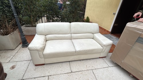 Divano pelle bianco - pelle,