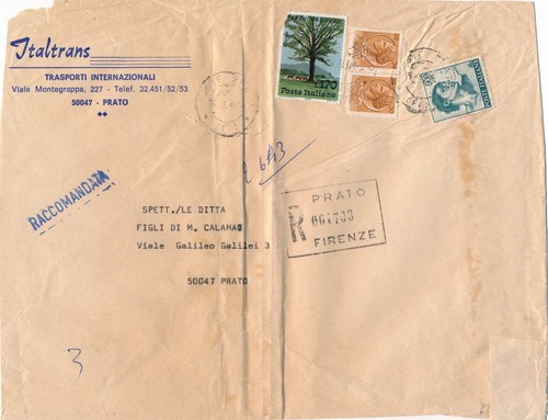 Italia 1968 raccomandata prato - italia,
