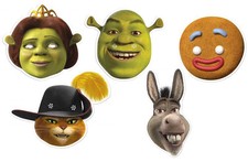 Shrek Varietà 5 Confezione Scheda Maschere Viso Festa Con Asino, IN Stivali E