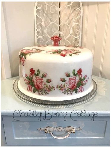 Piatto torta rose nastro - torta,