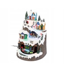 Presepe Animato a LED ferrovia in montagna Livarno 25 led 27,5x27,5x40cm