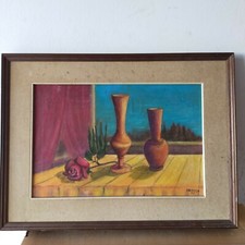 Dipinto ad olio del pittore bresciano Giorgio Lavezzo datato 1970 - 43 X 30 Cm 