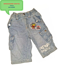 Pantalone Jeans Blu Safari Unisex 6 Tasche Bambino Bambina Disney Misura 9 Mesi