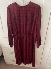 raro abito jenast paris haute couture rosso e nero manica lunga plissettato medio