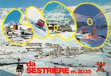 Cartolina Sestriere vedute gatto delle nevi CIAO  (Torino)