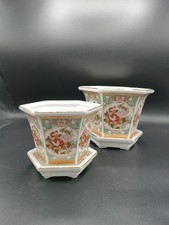 Coppia Di Vasi Giapponesi Decorati Rifiniture Oro 24k 10-12cm