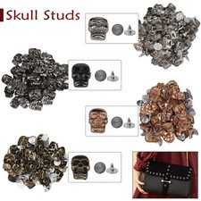 Rivetti borchie piatte testa teschio metallo 100 pezzi con perno posteriore per giacca artigianale pelle