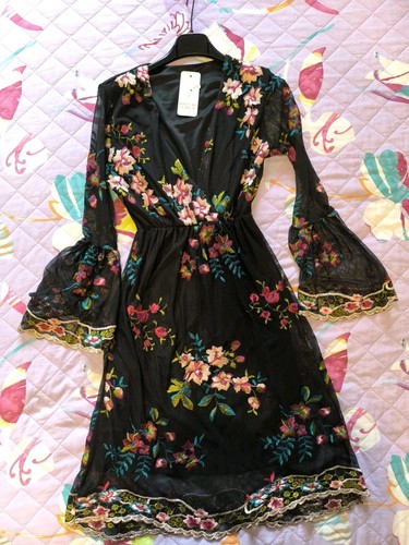 Abito vestito donna fondo nero - vestito,