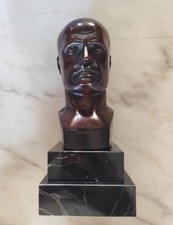 Duce Mussolini In bronzo e marmo Ventennio Fascista (1921) 23cm Firma Rossi Rara