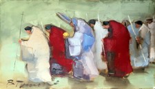 quadro processione pittore Tomezzoli