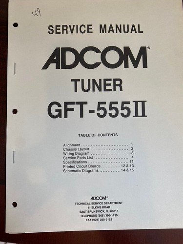 Adcom gft 555ii gft555ii - adcom, gft-555ii