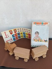Giocattolo Legno Vintage Trenino con Vagoni e Adesivi Kinderbaby Anni 80 Nuovo