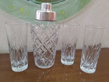 Set anni 50 Shaker cristallo e silver + 3 bicchieri vintage bar casa shabby chic