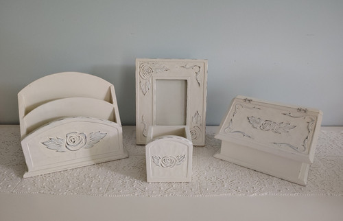 Set scrivania legno intagliato