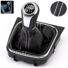 6 MARCE POMELLO LEVA DEL CAMBIO PELLE MANOPOLA BIANCO CUFFIA per VW GOLF 5 6 VI