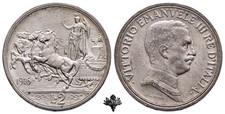 REGNO D'ITALIA 2 lire 1916 ARGENTO Vittorio Emanuele III