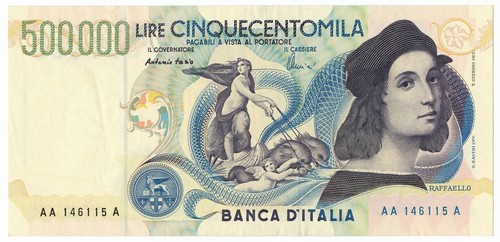 500000 lire raffaello - lire, prima