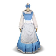 Costume Belle La Bella E La Bestia Cosplay Belle Blu Vestito Damigella Costume