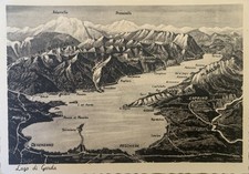 Cartolina Illustrata Lago di Garda viaggiata da Gardone Rivera Brescia
