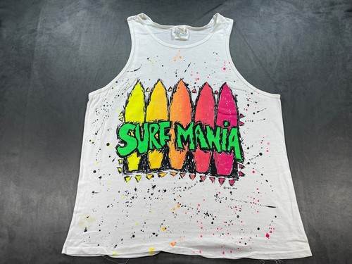 Vintage surf mania white tank - vintage,