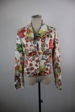 BYBLOS BLU GIACCA BLAZER DONNA TG 46 WOMAN VINTAGE JACKET COTONE FLOREALE