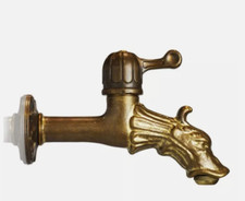 RUBINETTO ARTISTICO FONTANA ESTERNO GIARDINO LEONE DRAGO IN OTTONE 1/2" LEVA