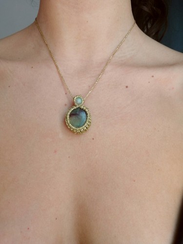 Collana macramè con fluorite - macramè,