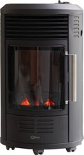 QLIMA Stufa a Gas effetto Fiamma 3.5 Kw 15 Kg Nero GH8034