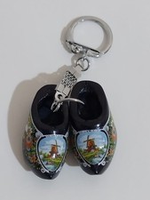 Portachiavi portachiavi mini scarpe olandesi in legno dipinto Olanda zoccoli ...