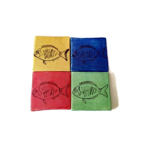 1pz piastrelle pesce dipinte - dipinte, a