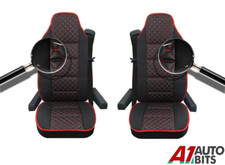 2X Nero Rosso Universale Similpelle Tessuto Comfort Sedile Coversfor Camion